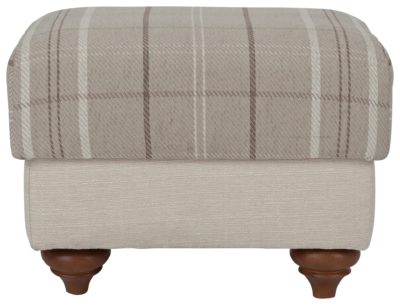 Heart of House - Argyll Checked - Fabric Footstool-Mink/Cream